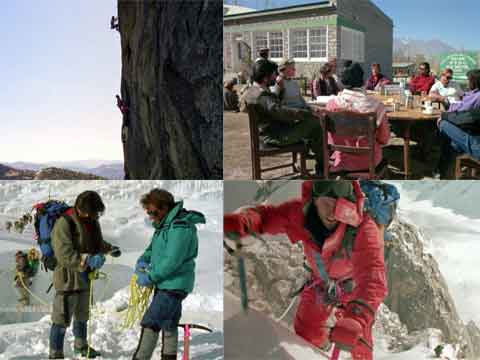 
Rock Climbing, Team At Skardu, Ladder Across Crevasse Falls With Porters, Climbing K2 - K2: The Ultimate High DVD
